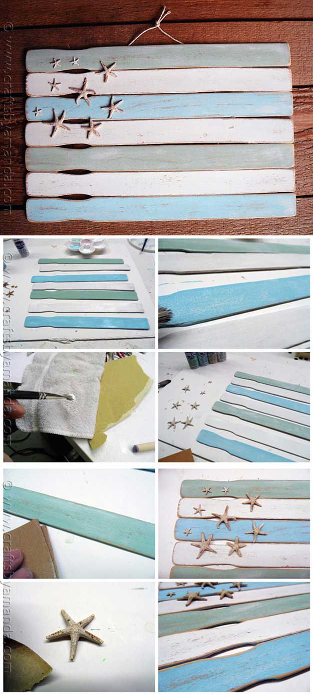Weathered Paint Stick Beach Flag | 17 Amazing DIY Paint Chip Projects 