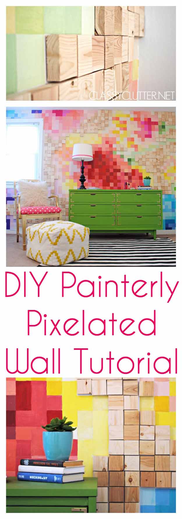 DIY Pixelated Art Wall | 17 Amazing DIY Paint Chip Projects