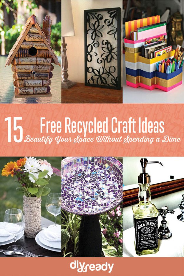 15 Free Recycled Craft Ideas: Beautify Your Space Without Spending a Dime! See them all at Diyready