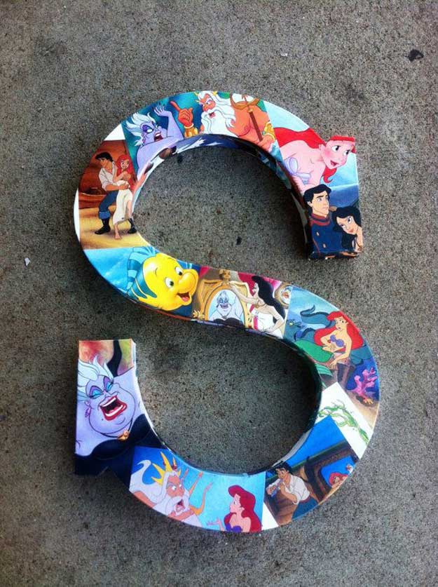 Disney Decorated Wooden Letters | 15 DIY Teen Girl Room Ideas