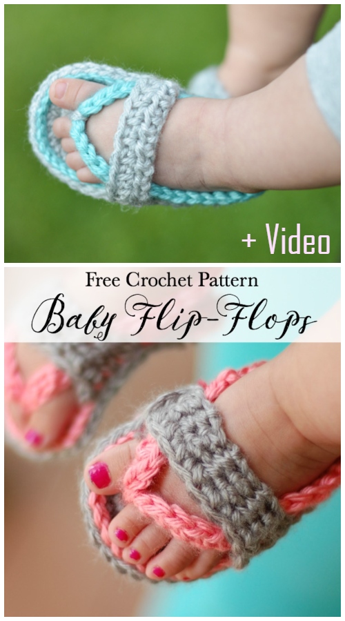 crocheted baby flip flops